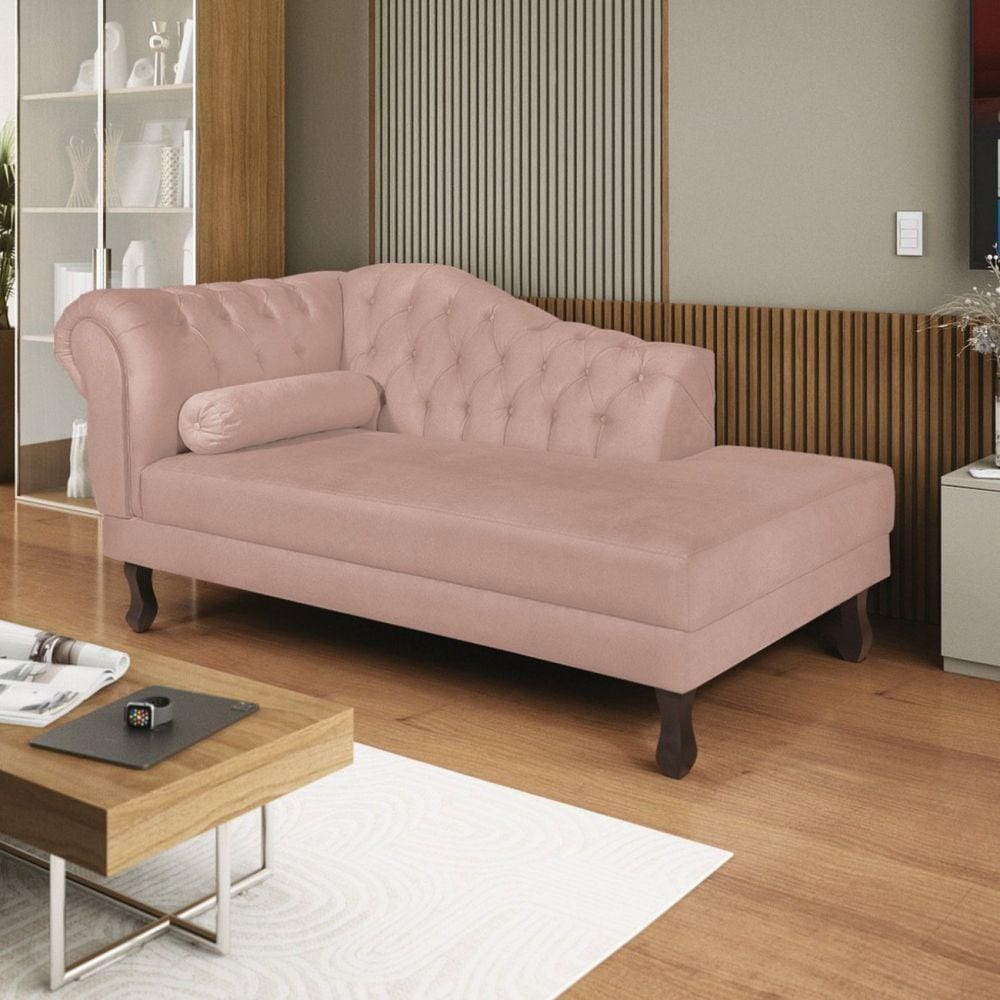 Diva Recamier Dora 140cm Lado Direito Suede Rose