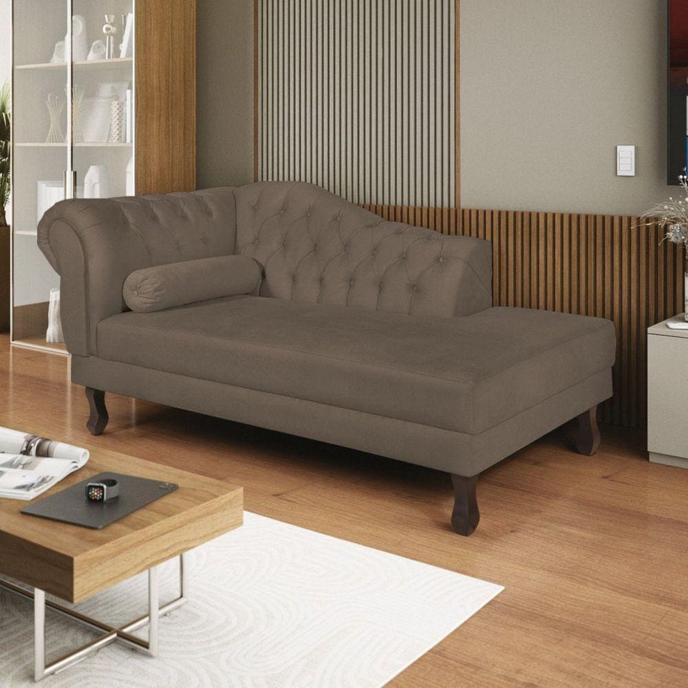 Diva Recamier Dora 185cm Lado Direito Suede Marrom
