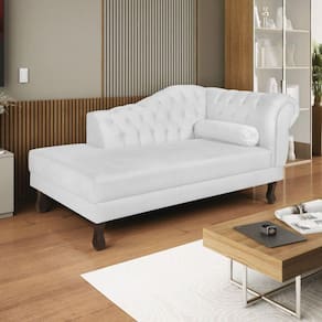 Diva Recamier Dora 130cm Lado Esquerdo Sintético Branco
