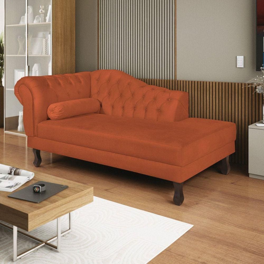 Diva Recamier Dora 140cm Lado Direito Suede Terracota