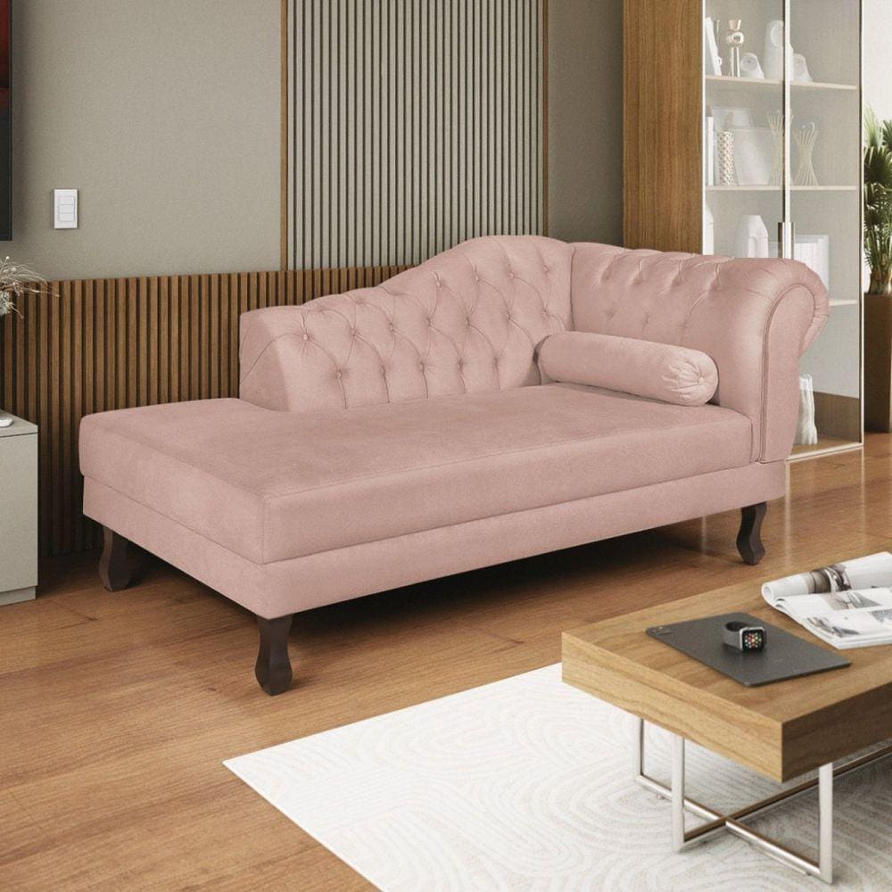 Diva Recamier Dora 140cm Lado Esquerdo Suede Rose