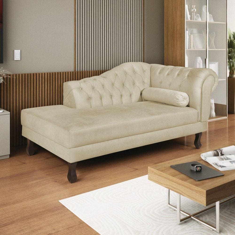 Diva Recamier Dora 160cm Lado Esquerdo Suede Bege