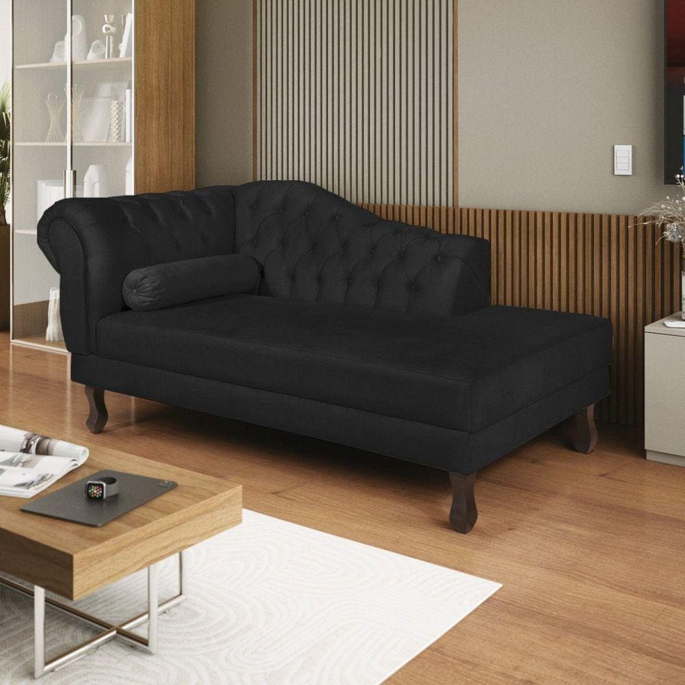 Diva Recamier Dora 130cm Lado Direito Suede Preto