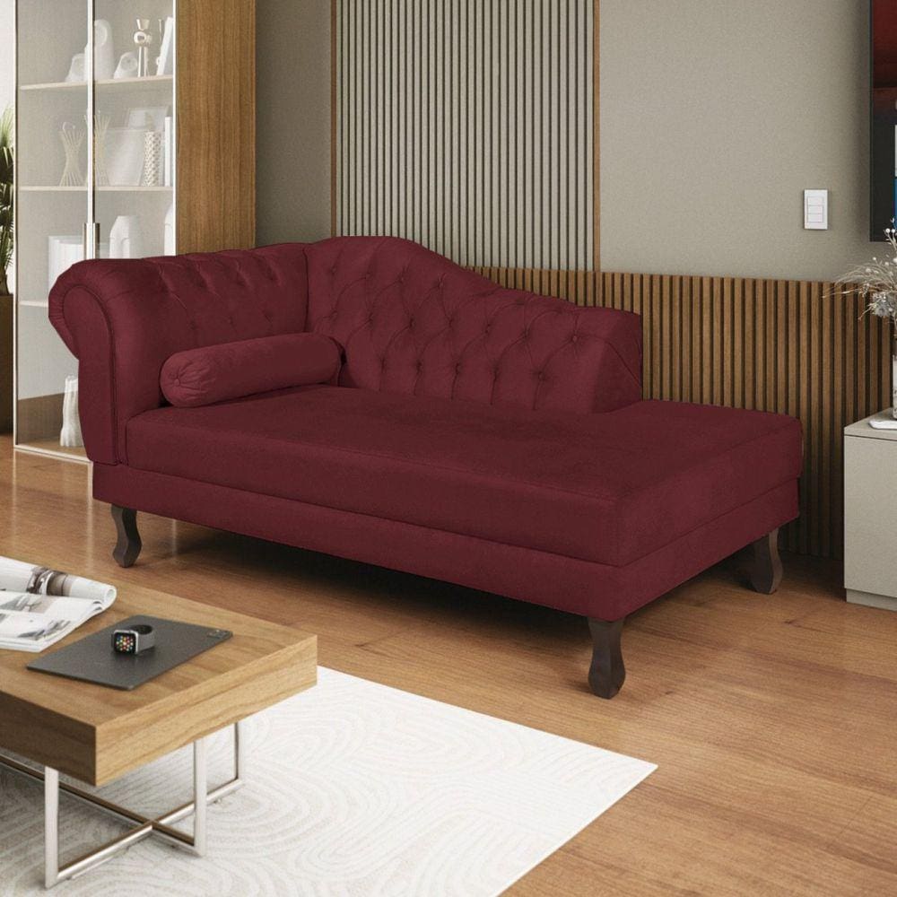 Diva Recamier Dora 140cm Lado Direito Suede Bordô