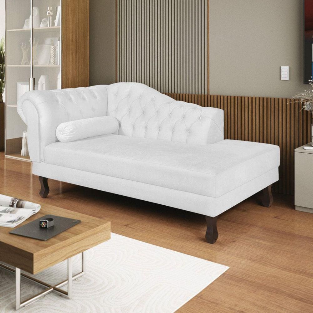 Diva Recamier Dora 130cm Lado Direito Suede Branco