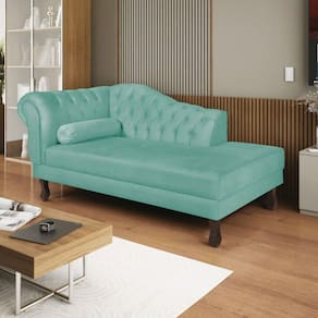 Diva Recamier Dora 160cm Lado Direito Suede Azul Tiffany