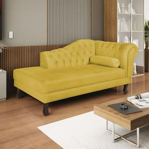 Diva Recamier Dora 160cm Lado Esquerdo Suede Amarelo