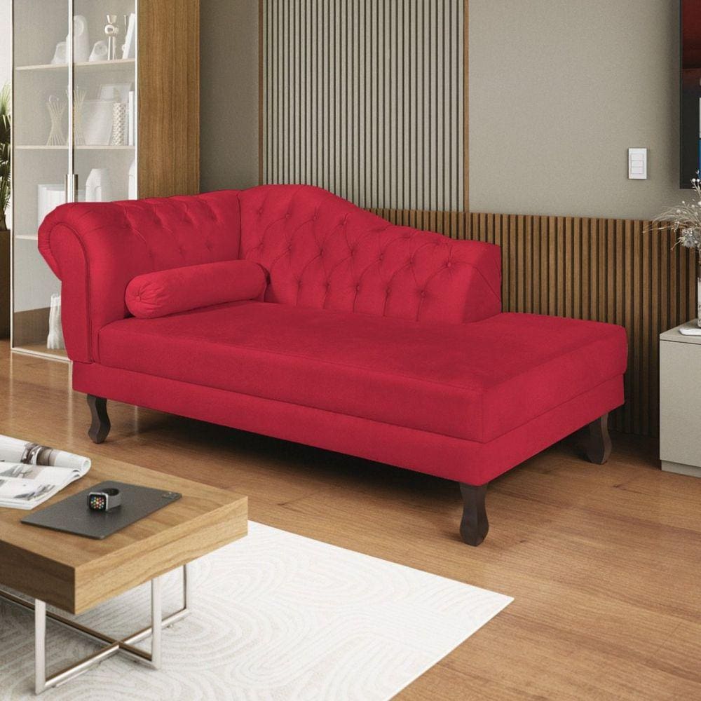 Diva Recamier Dora 140cm Lado Direito Suede Vermelho