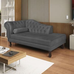 Diva Recamier Dora 185cm Lado Direito Linho Cinza Escuro