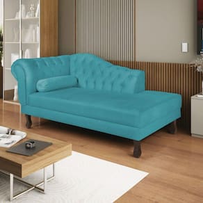 Diva Recamier Dora 130cm Lado Direito Suede Azul Turquesa
