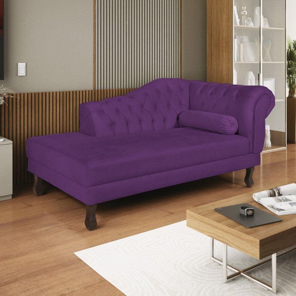 Diva Recamier Dora 185cm Lado Esquerdo Suede Roxo