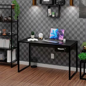Mesa Para Escritório Diretor Estilo Industrial 135cm com Gaveteiro Preto