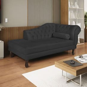 Diva Recamier Dora 130cm Lado Esquerdo Sintético Preto