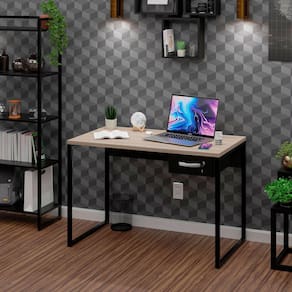 Mesa De Escritório Escrivaninha Industrial 1 Gaveta 100cm Carvalho