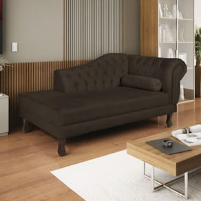 Diva Recamier Dora 130cm Lado Esquerdo Sintético Marrom