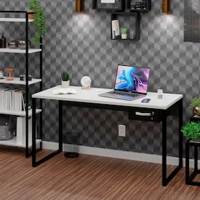 Mesa Para Escritório Diretor com Gaveteiro Estilo Industrial 150m Branco