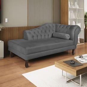 Diva Recamier Dora 140cm Lado Esquerdo Linho Cinza Escuro