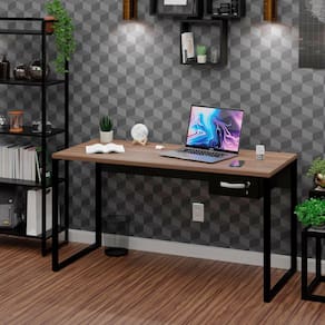Mesa Para Escritório Diretor com Gaveteiro Estilo Industrial 150m Nogal