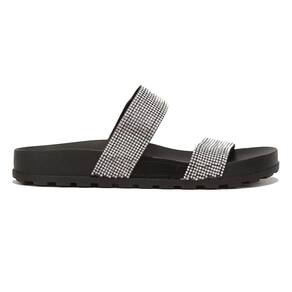 Rasteira Birken Moleca Strass Tiras - Preto