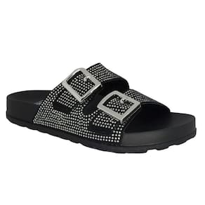 Rasteira Birken Moleca Strass Fivelas - Preto