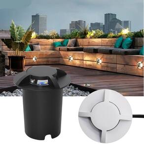 2 Balizadores Spots Led SMD 1W Com 4 Fachos Foco De Luz Angular (Branco Quente) De Embutir Em Piso Solo Chão Gramado