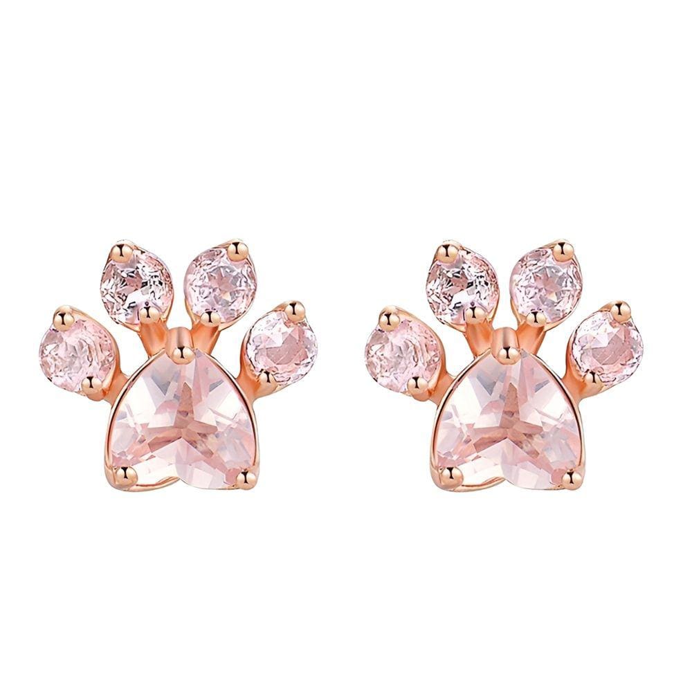 Par Brinco Patinha De Gato Ouro Rosê 1cm Ou Segundo Furo