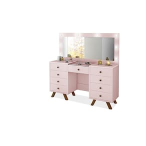 penteadeira camarim 9g MDF pes de madeira classic cor Rosa