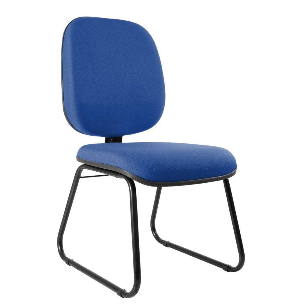 Cadeira Escritório Interlocutor Diretor Estofada Anatômica Base Sky Metal Wood Design Azul