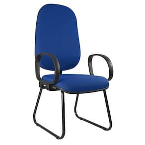 Cadeira Escritório Intelocutor Base Fixa Sky e Braço Corsa Metal Wood Design Azul