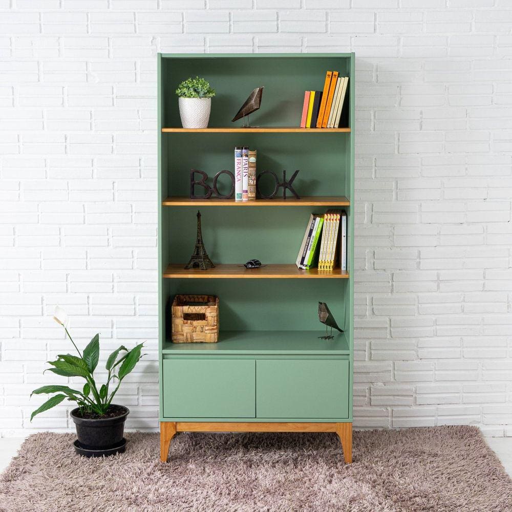 Estante 2 Portas Sálvia 80cm Bento Yescasa Sálvia/Amêndoa