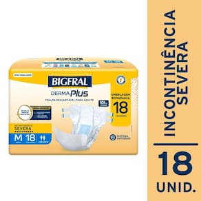 Fralda Geriátrica Bigfral Derma Plus M com 18un Embalagem Econômica