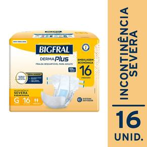 Fralda Geriátrica Bigfral Derma Plus G com 16un Embalagem Econômica
