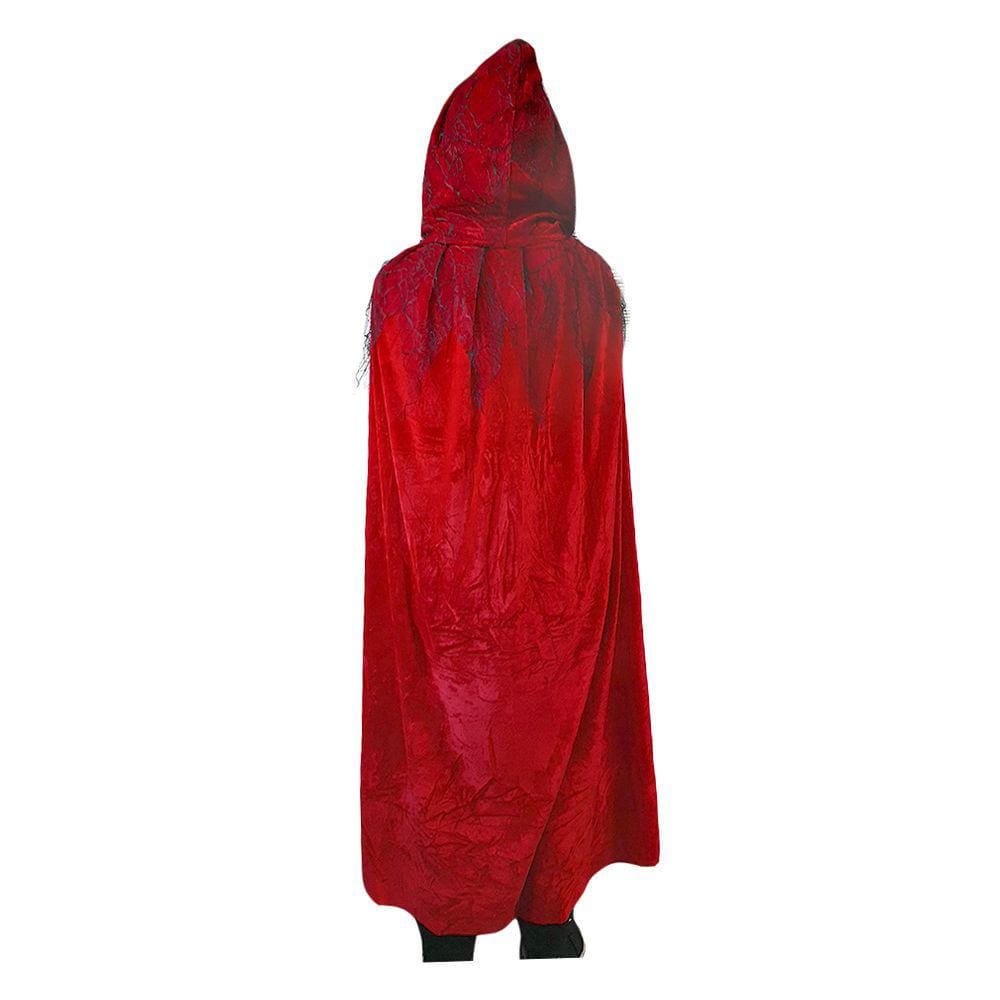 Capa Vermelha com Capuz Teia de Aranha Adulta Veludo