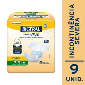 Fralda Geriátrica Bigfral Derma Plus P com 9un