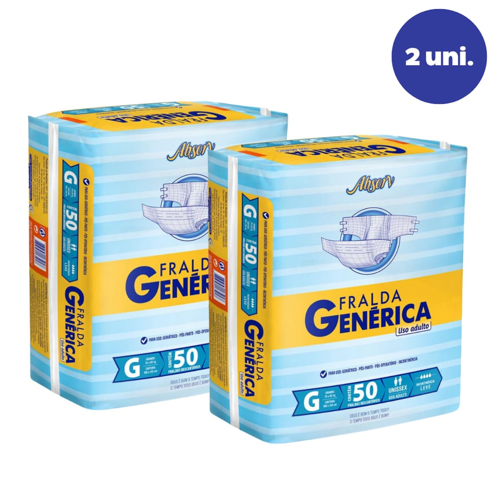 Kit Com 2 Pacotes De Fraldas Descartável Geriátrica Adulto Genérica Absorv Barato