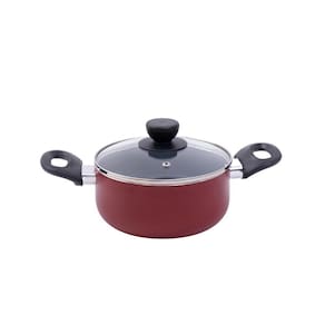 Panela caçarola antiaderente de alumínio com tampa de vidro 18cm - Oikos