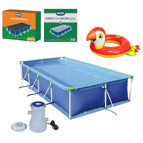 Kit Piscina Premium 5000 Litros Capa Forro Filtro Boia Inflável Infantil Animais - 110V Mor