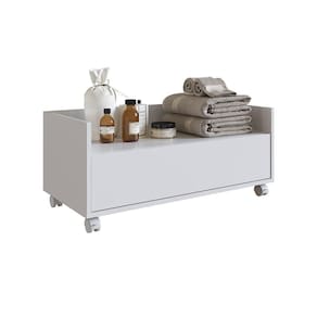 Gabinete para Banheiro 60cm com Rodinhas e Gaveta Arte Cas Perfect Wood Branco