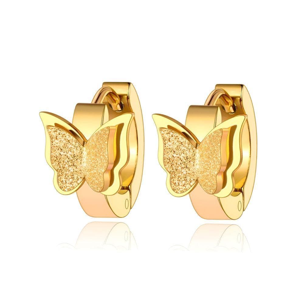 Brincos Borboleta Feminino Nyla Banhado A Ouro 18k Aço Inox
