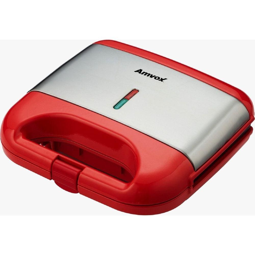 Sanduicheira e Grill Antiaderente AMS 500 220v Amvox Vermelho/Inox