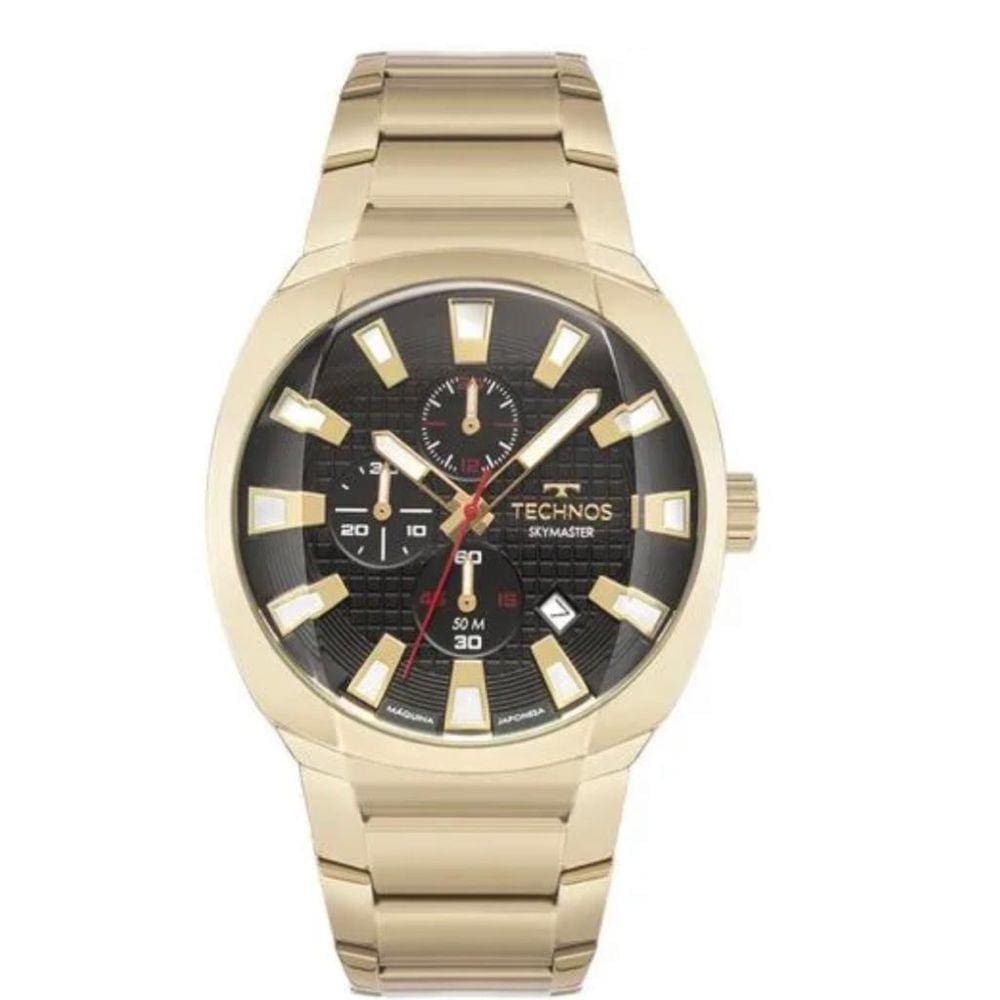 Relógio Masculino Dourado Cronógrafo 5 ATM - Aço