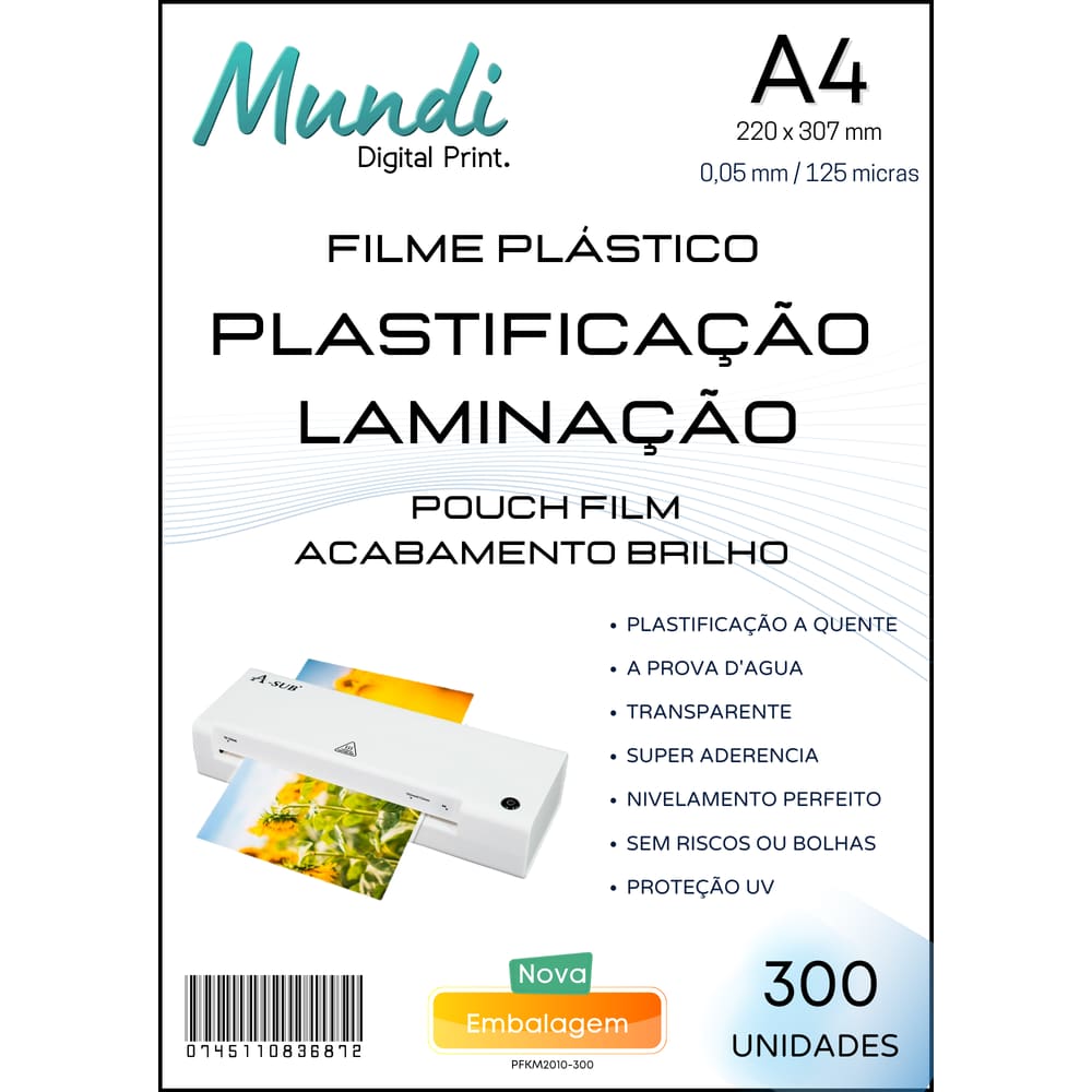 Polaseal A4 Para Plastificação Pouch Film Mundi 0,05 300fl