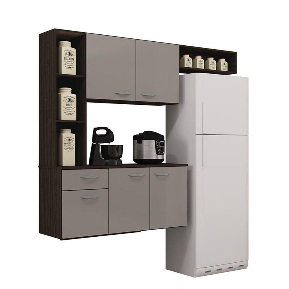 Armario Cozinha Isis 163 cm Com 5 Portas e 1 Gaveta