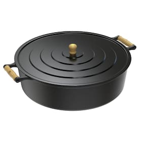 Panela Caçarola Ferro Fundido Alça Madeira com Tampa 25L N50