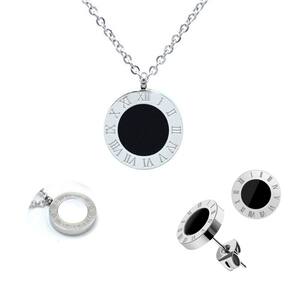 Conjunto Feminino Luxo Colar Dupla Face E Brinco Aço Inox