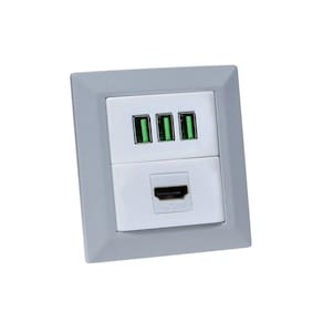 Espelho de Tomada Duplo Chanfrado 1 HDMI 3Usb 5.2A Cz