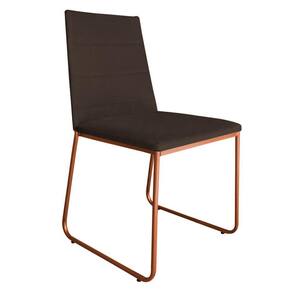 Cadeira de Jantar Estofada Lille Base Bronze Veludo Marrom - Montanaris Decor