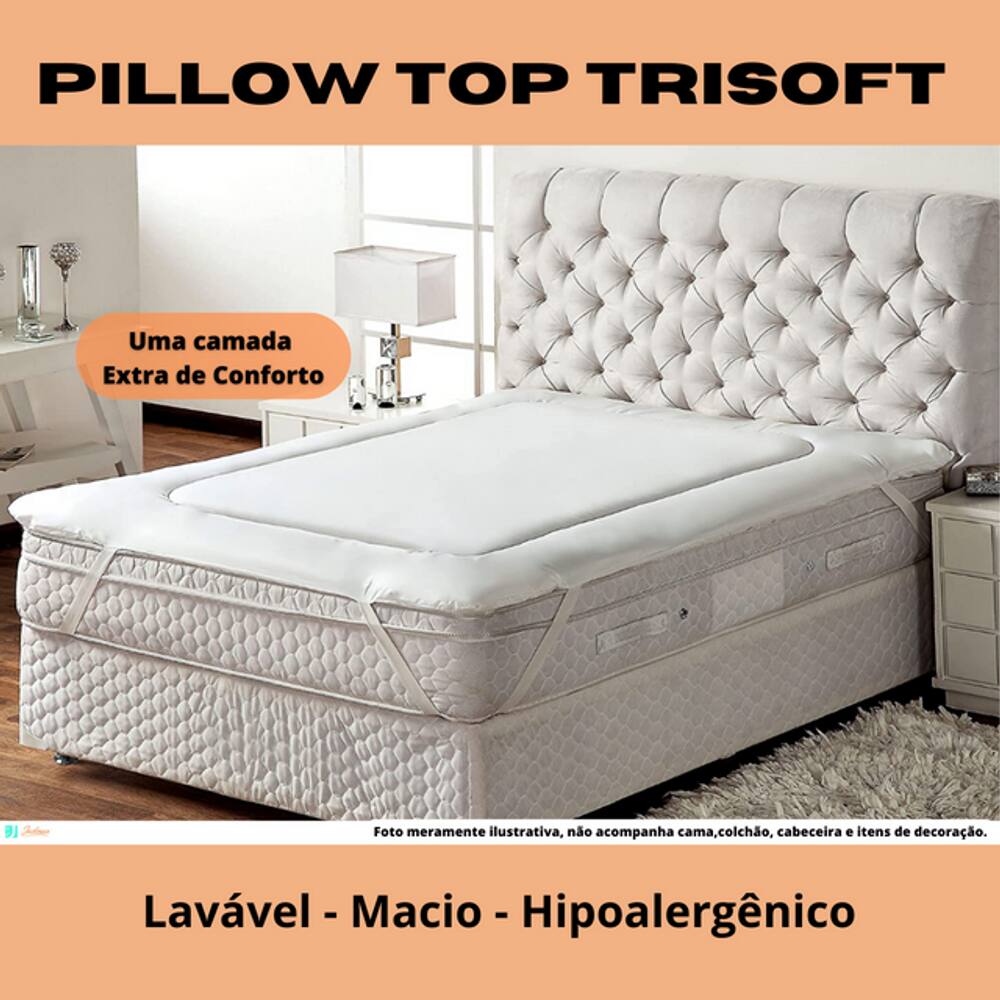 Pillow Top Solteiro Trisoft 90x190x190 - Lavável - Macio - Hipoalergênico