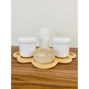 Kit Organizador c/ Garrafa Térmica + Bandeja Nuvem Crua