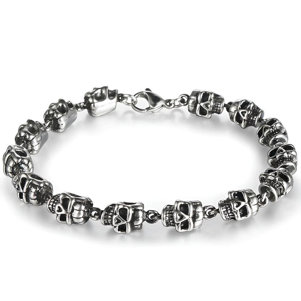 Pulseira Caveira Blodier Bracelete Punk Rock Gótico Aço Inox
